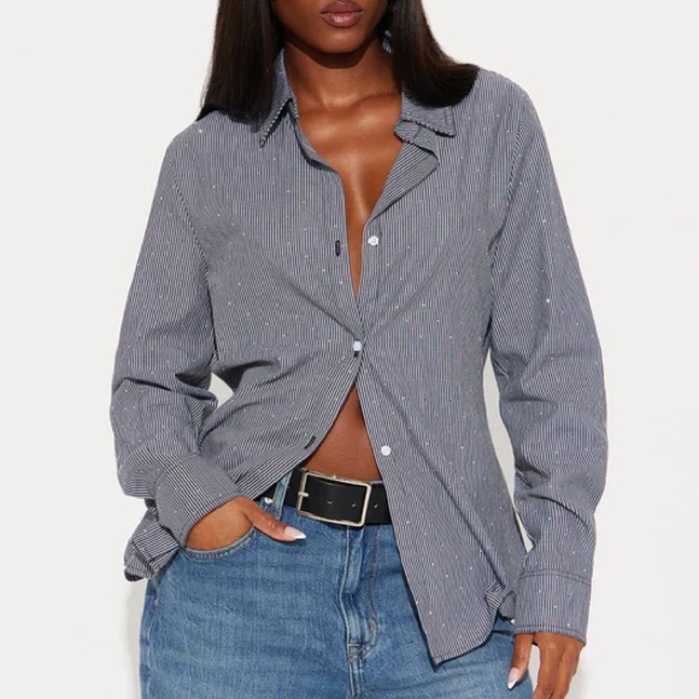 Pinstripe black/combo button up